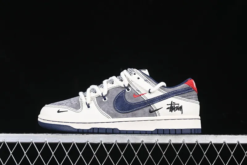 All categories Nk SB Dunk Series Nk SB Dunk Low High-end customized low-top sneakers Nk SB Dunk Low Stusi co-branded straps beige gray navy blue hook Anniversary high-end custom low-top casual sneakers YX5066-236